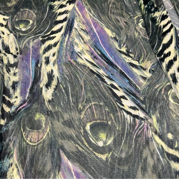 TRAVELSMITH Semi Sheer Open Front Peacock Feather Print Cardigan Women's Size 1X - Picture 12 of 16